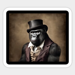 Victorian Gorilla Portrait Artistic Gift Fashion Gorilla Style Sticker
